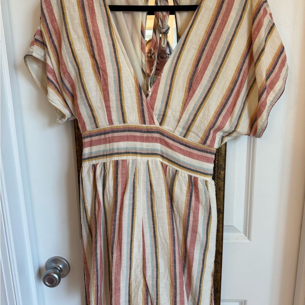 American Eagle Striped V-Neck Romper